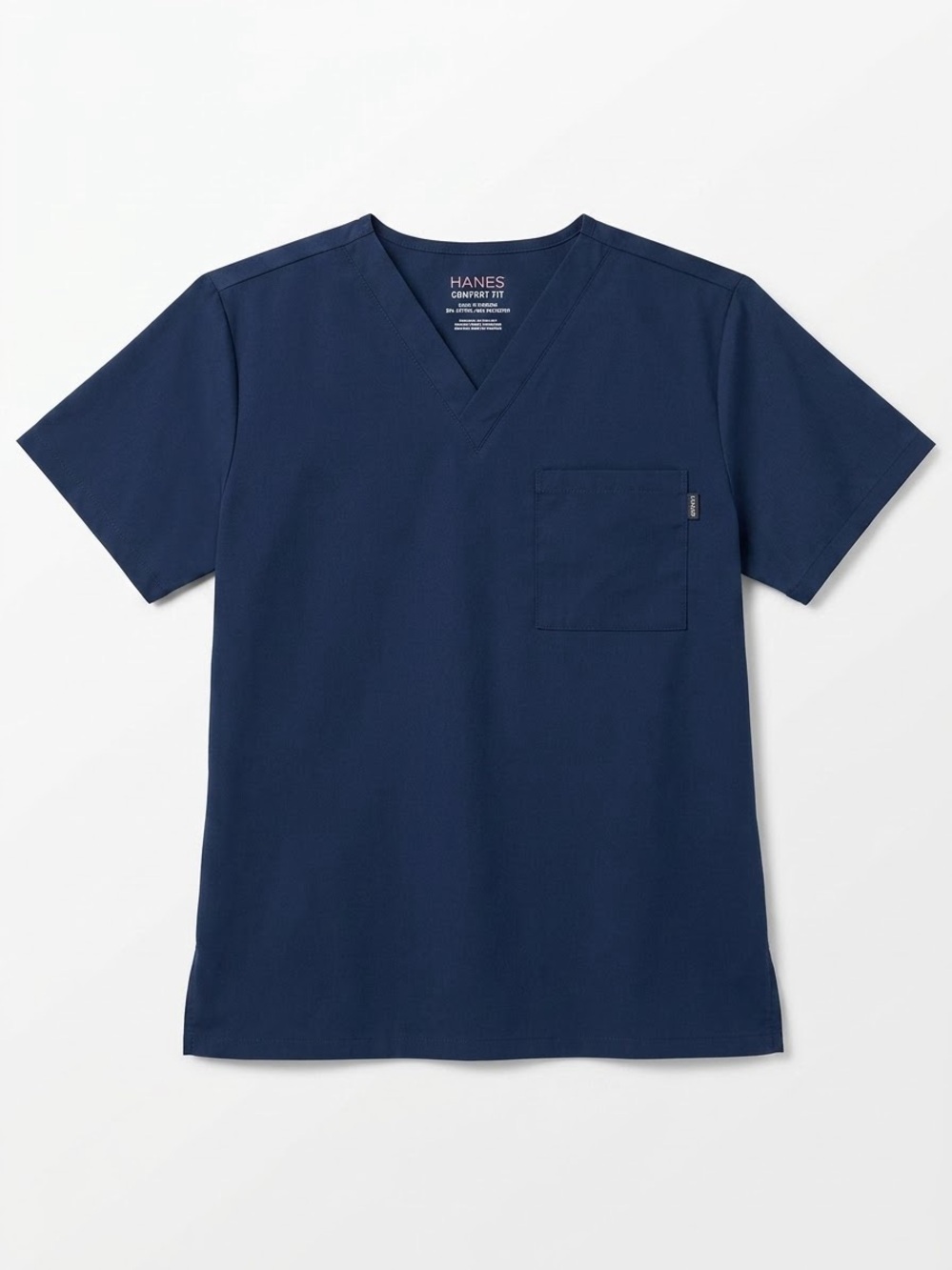 Unisex Hanes Navy V-Neck Scrub Top